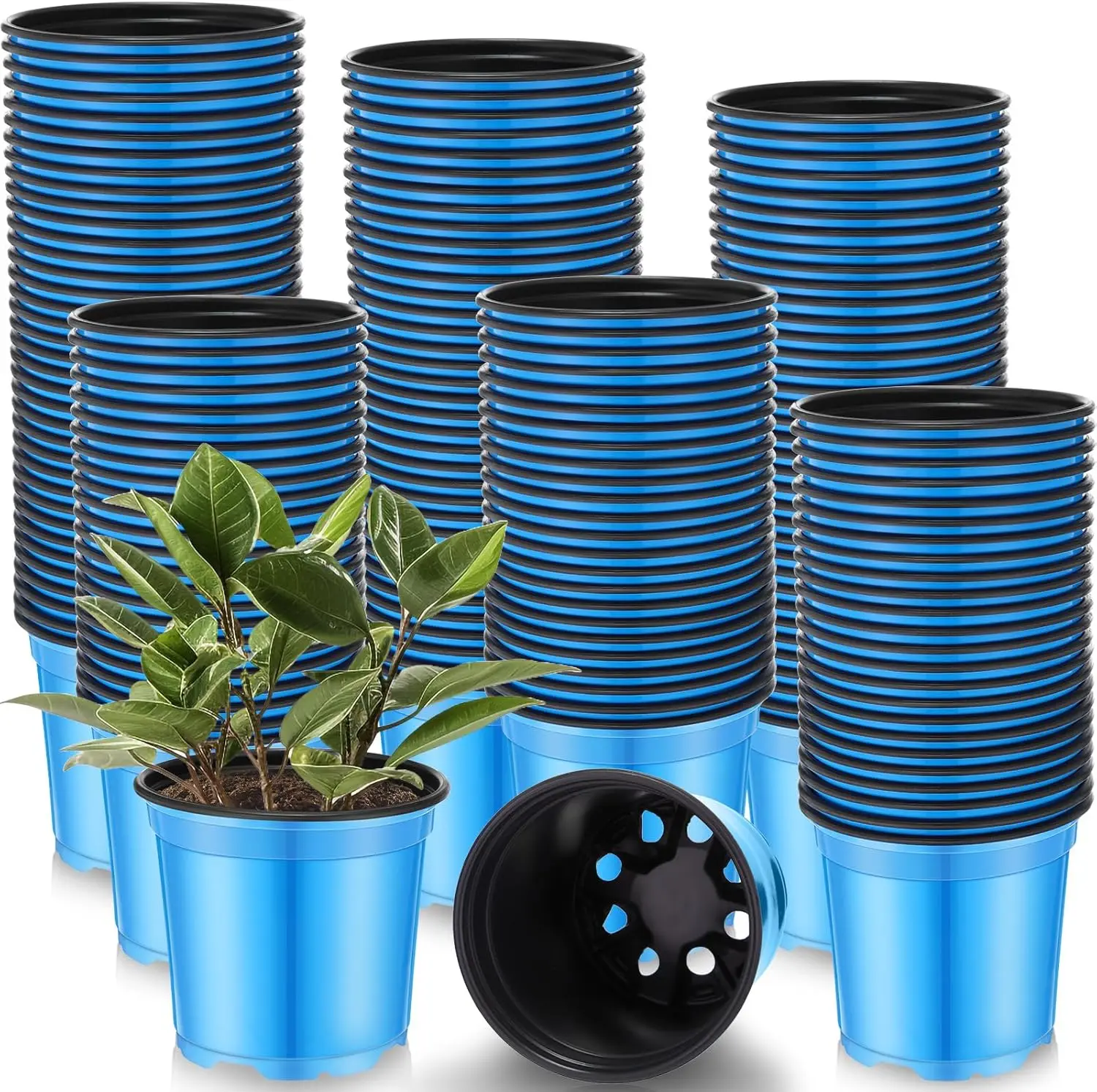 

150 Pcs 4 Inch Plastic Nursery Pots Seedling Starting Pots with Drainage Holes Thicken Flower Planters Seed Starting Ind