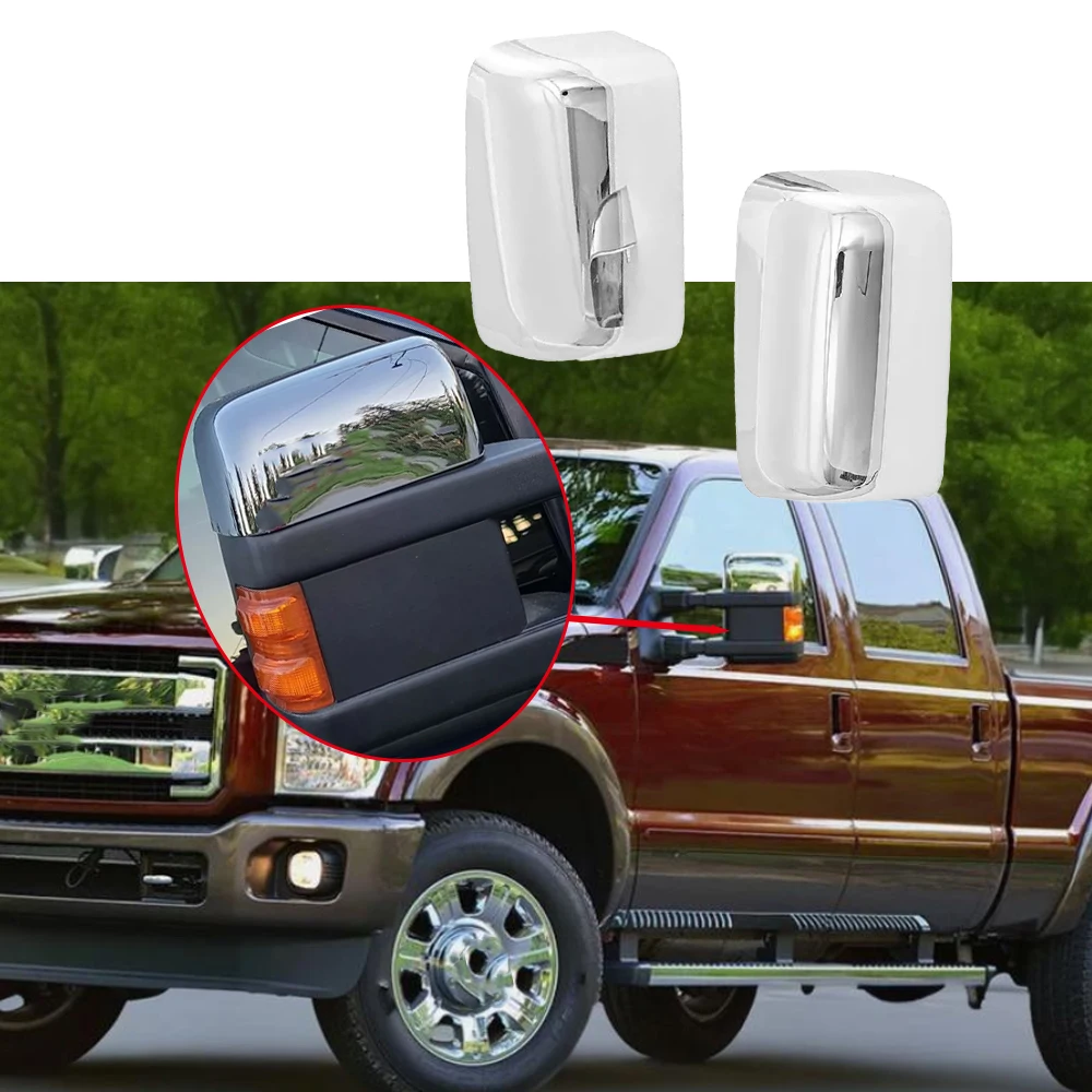 Chrome Tow Mirror Cover Caps Left Right Rearview Side Mirror Cover for Ford F150 Truck 2004-2014 F250 F350 Super Duty 1999-2016