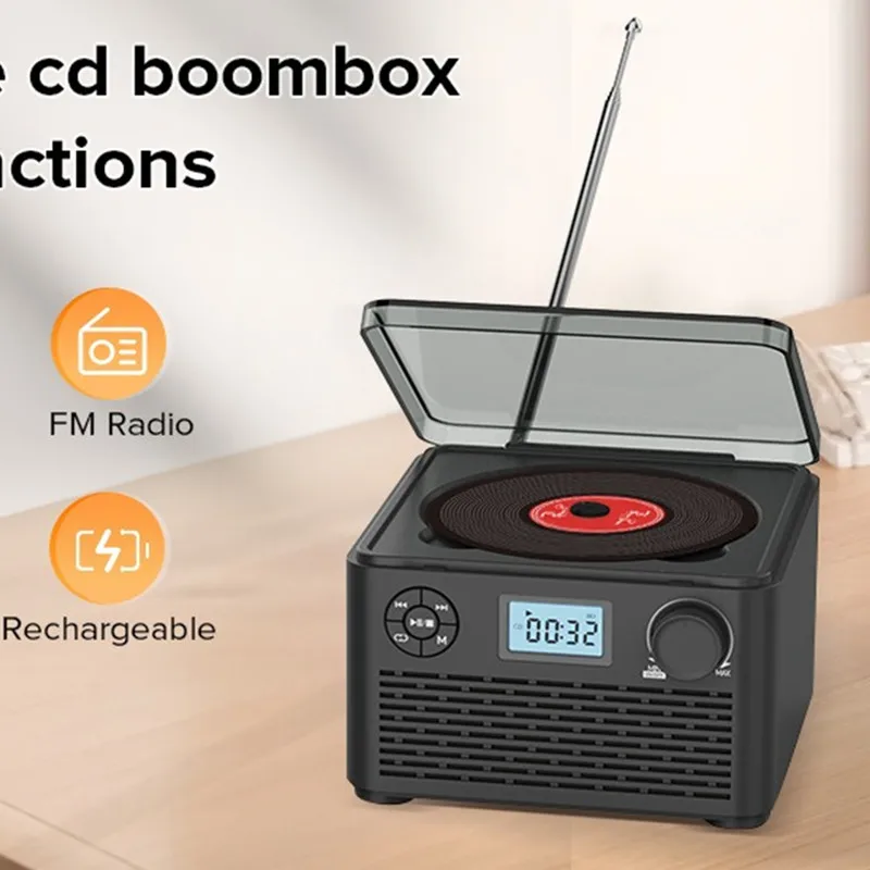 

Wireless CD Player Bluetooth Multifunctional Full-frequency Driver Speakers Hi-Fi Stereo Sound Music Album With FM Digital Radio