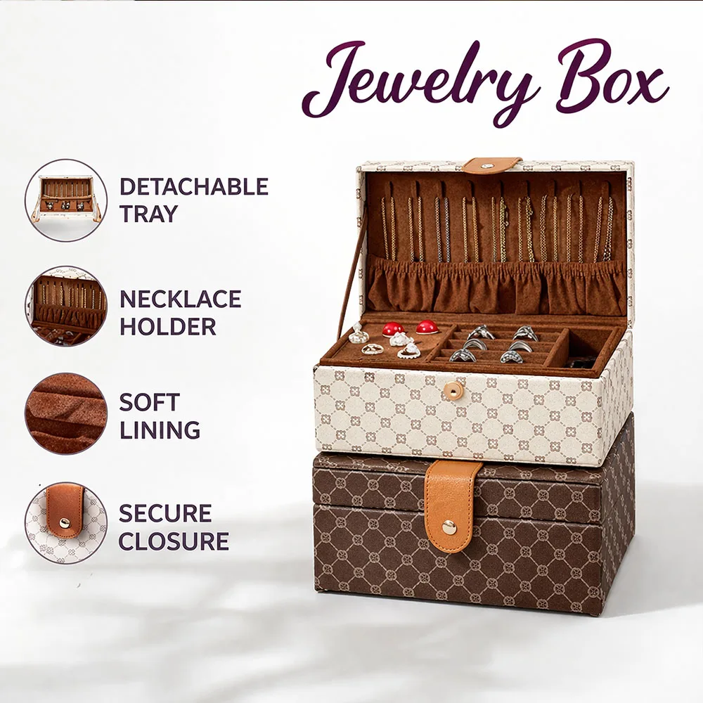 

Luxury Multilayer Jewelry Organizer Box High-end Storage Case Large Capacity Display Box For Earrings Necklaces Rings Watches