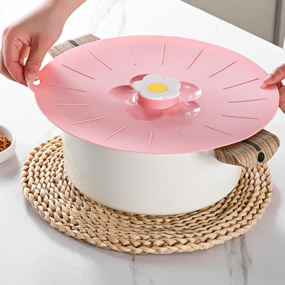 Silicone Flower Shape Handle Food Wrap Microwave Bowl Cover Dustproof Fresh Keeping Cooking Pot Pan Lid Reusable Kitchen Gadgets view 4