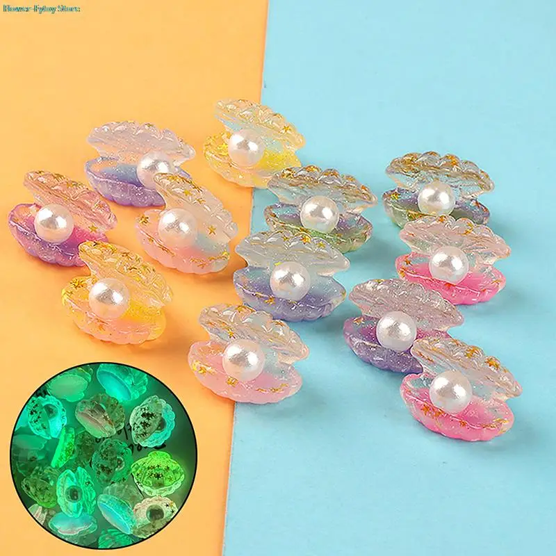 

1/2PCS DIY Jewelry Phone Case Patch Shoe Buckle Accessories Luminous Resin Miniature Cartoon Gradient Pearl Shell Toys