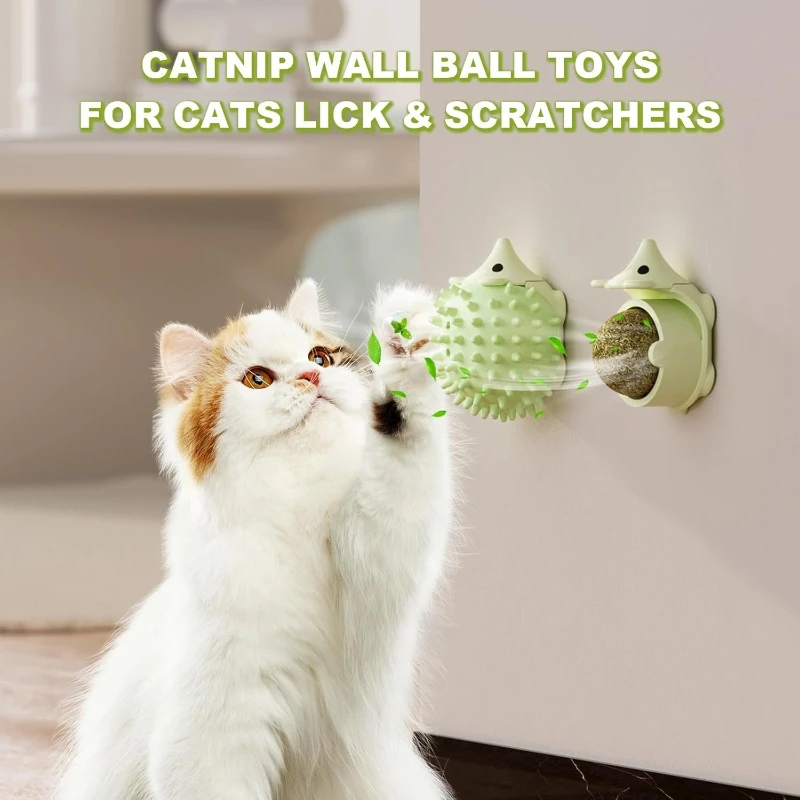 Natural Catnip Ball Cat Toys Hedgehog Style Wall Stick Ball Toy Claw Board Snack Healthy Natural Promote Digestion of Cat Snacks