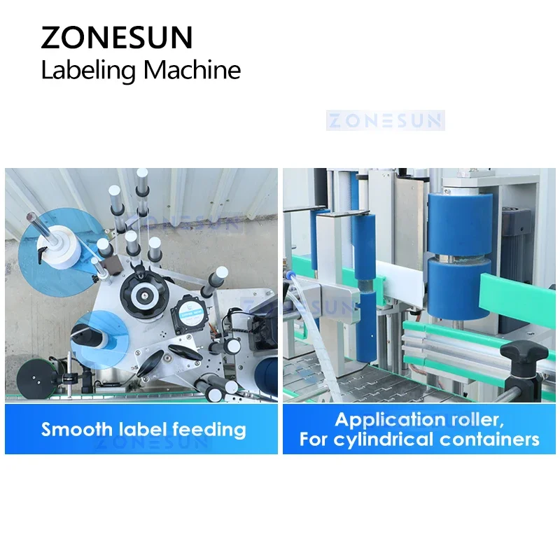 ZONESUN Round Bottle Wrap Around Labeling Machine ZS-TB400 Fire Extinguisher Big Cylindrical Containers Customizable Packaging