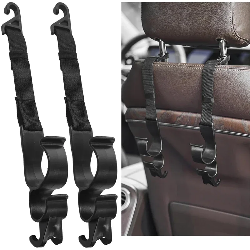 

2pcs Car Back Seat Hook Multi-function Rear Seat Headrest Hanging Hook Umbrella Holder Seat Back Storage Hook Auto Interior Tool