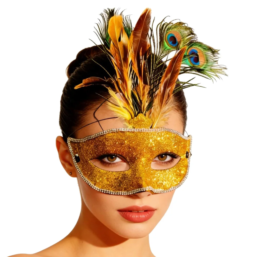 

Feather Princess Mask Cosplay Queen Half Face Eyes Masks Carnival Masquerade Halloween Dress Up Party Costume Props
