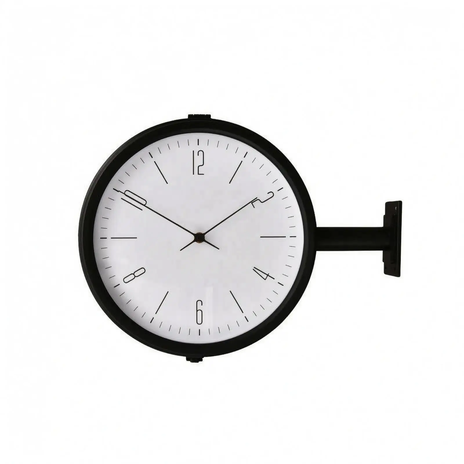 Two Sided Wall Clock Contemporary Round Metal Frame Silent Sweep Movement for Home Office Kitchen Decor