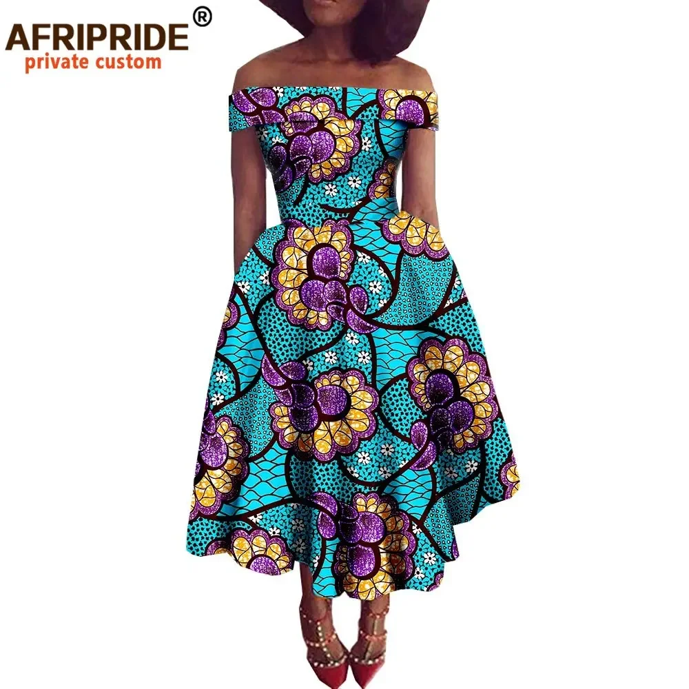 

African Dresses for Women Ankara Print Off Shoulder Traditional African Clothing Strapless Dress Ankara Attire A722516