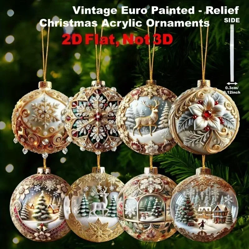 Decoración de árbol de Navidad de planeta de cuento de hadas acrílico plano 2D, bonitos adornos colgantes para vacaciones, hogar, regalos de fiesta de año nuevo