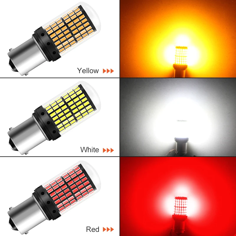 2 PCS T20 7443 LED Bulb P21W PY21W 1156 BA15S BAU15S Turn Signal Light Canbus 12V 24V 7000K White Car Reverse Parking Brake Lamp