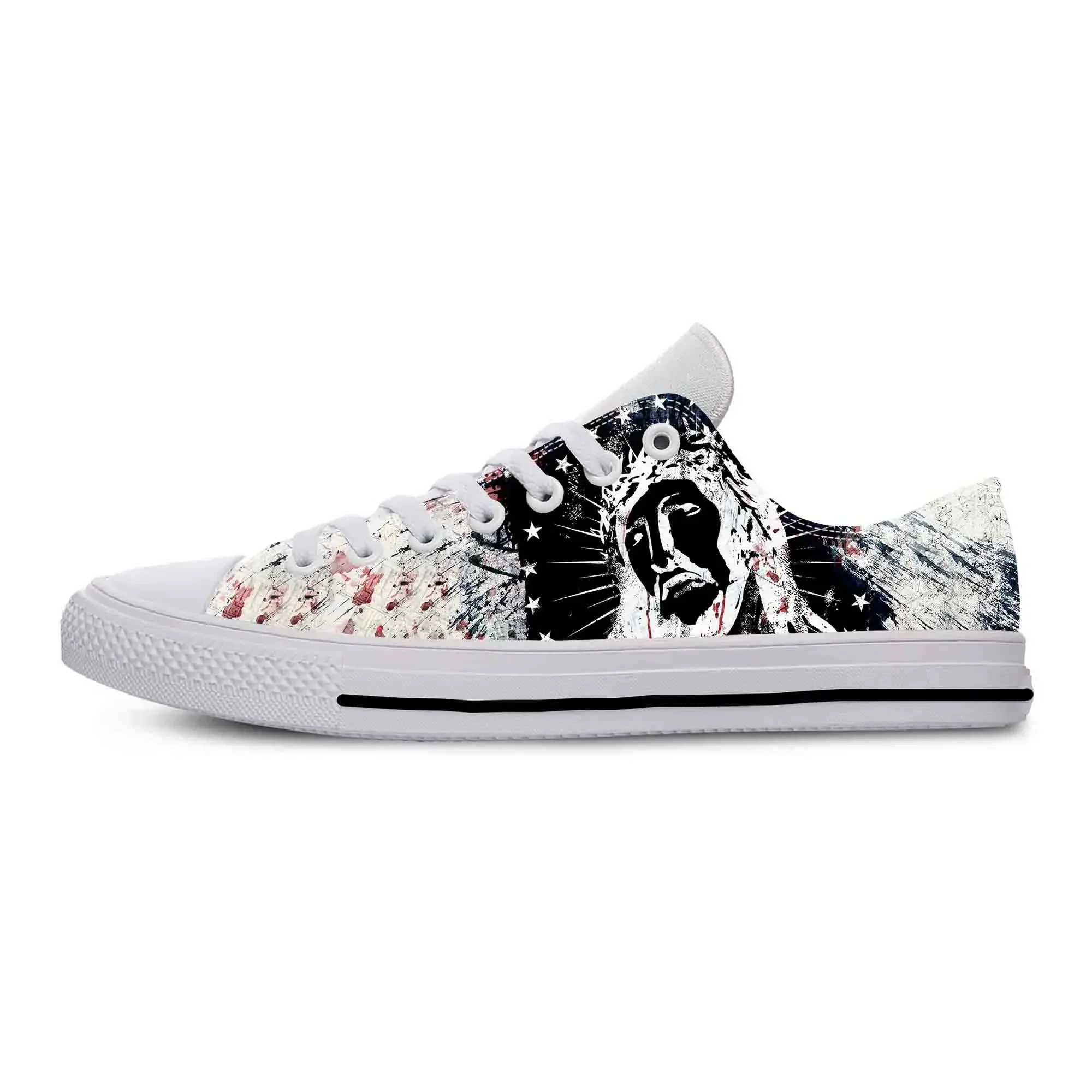 Jesus Christ Christian Cross God Faith Religion Casual Cloth Shoes Low Top Comfortable Breathable 3D Print Men Women Sneakers - view 4