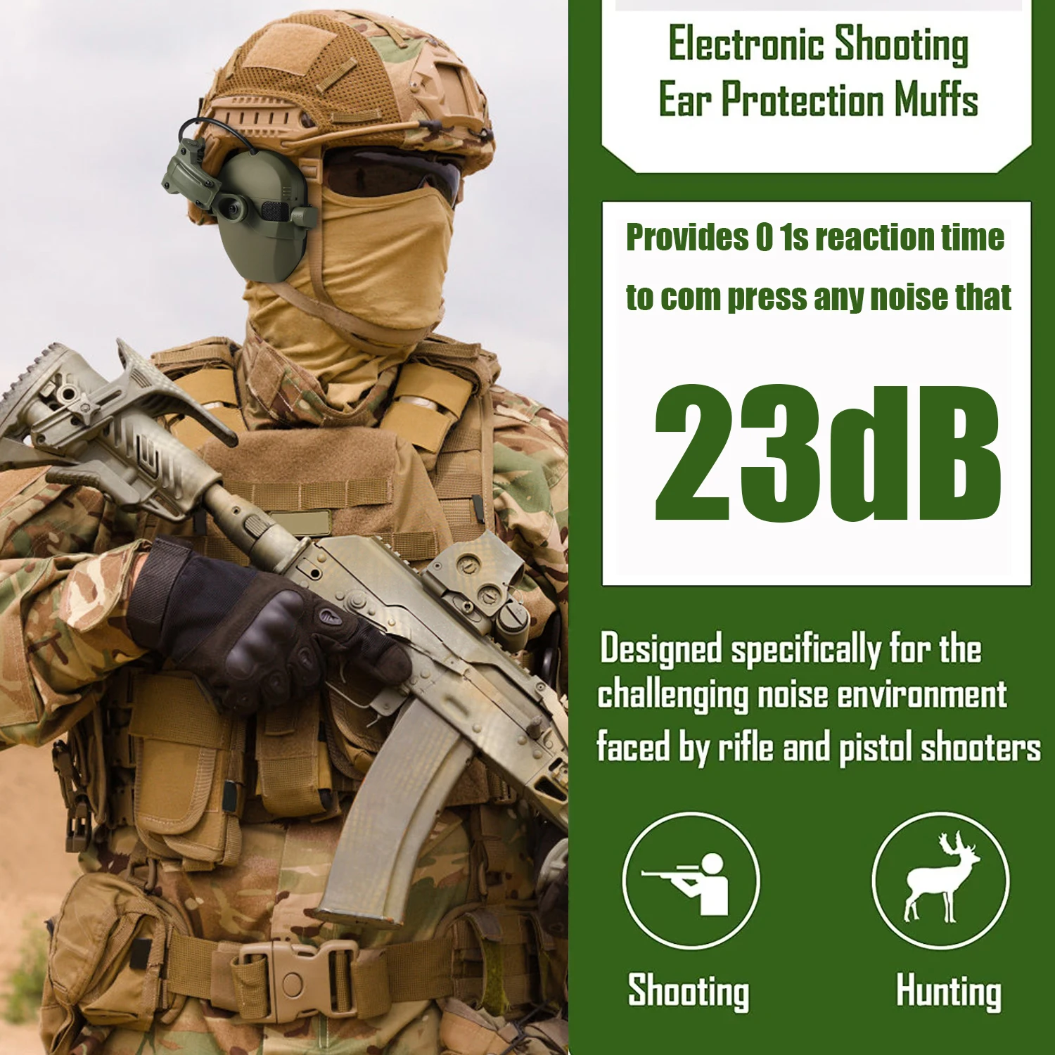 

Professional Shooting Earmuffs Tactical Helmet Headset Electronic Hearing Protector Equipped with ARC Rail
