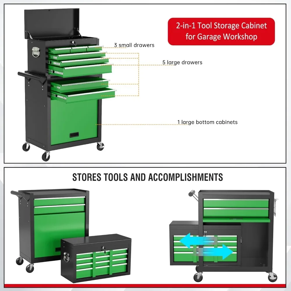 Gabinete de herramientas con ruedas de 4 cajones de alta resistencia con capacidad de 580 lb - Azul, soluciones de almacenamiento