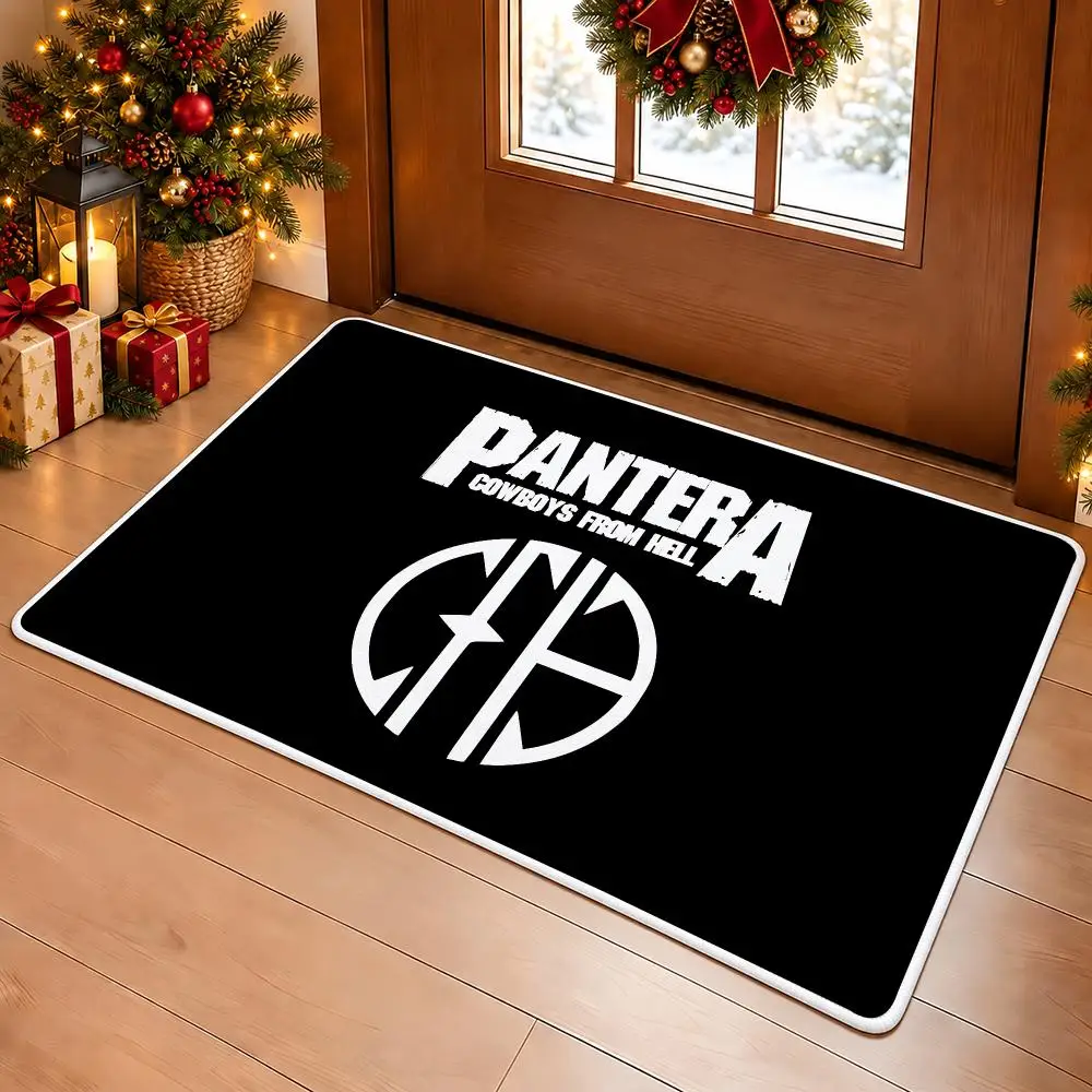 Intense Band P-Pantera Floor Mat Soft Non Slip Flannel Door Mat for Bathroom Kitchen Bedroom Home Decor