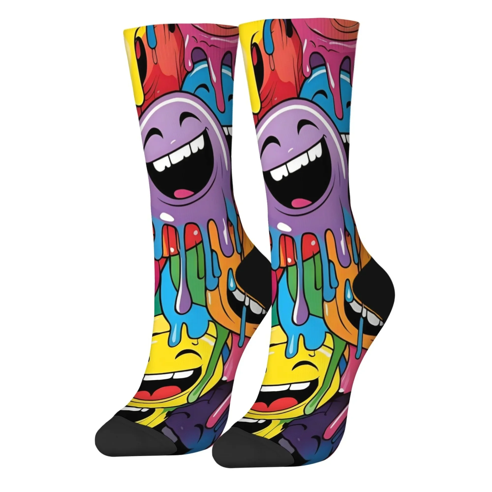 Happy Smiling Graffiti Men's Socks Harajuku Style Street Hip Hop Trendy Socks Novel Funny Compression Socks Crazy Party Gifts