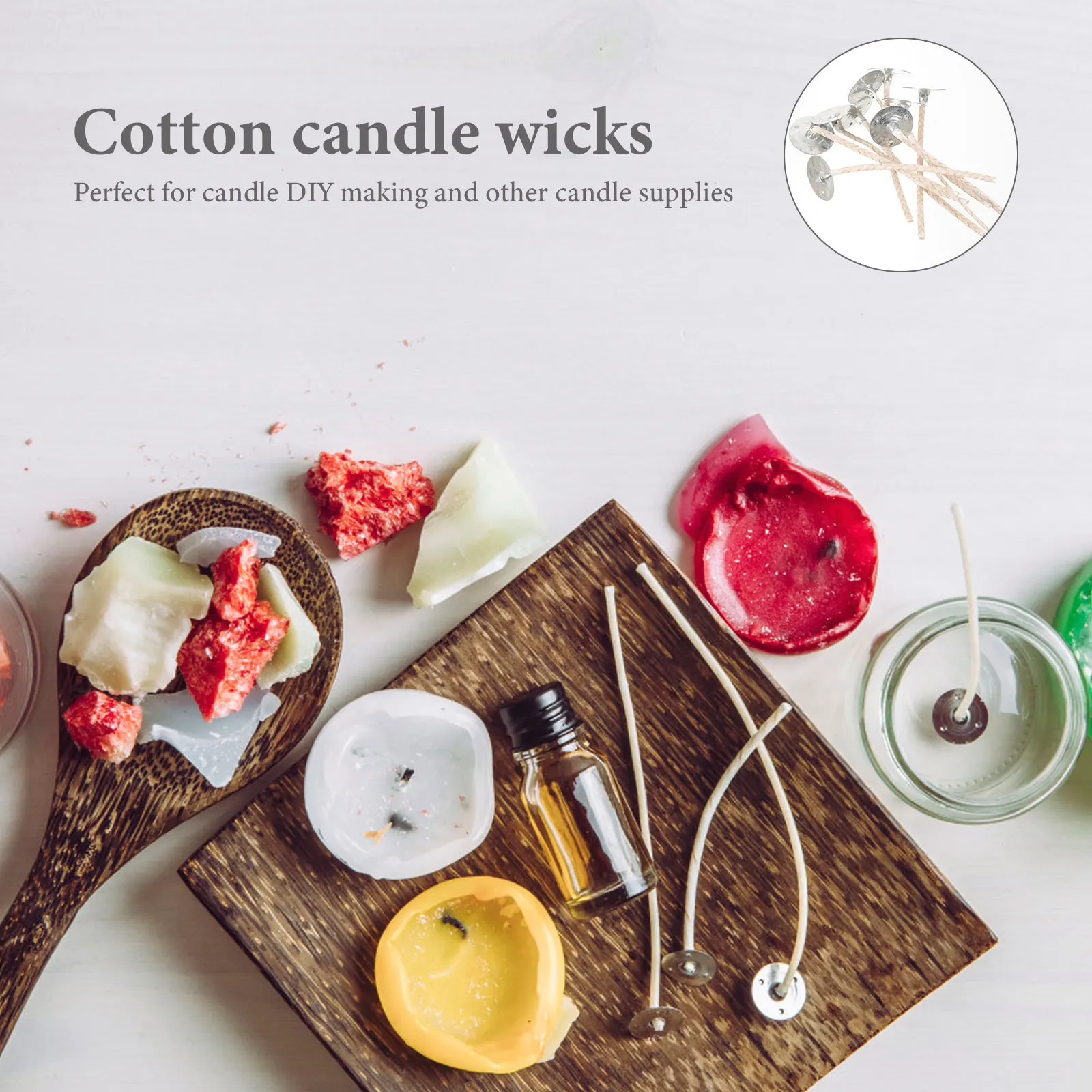 

10Pcs Making Wicks with Metal Wick for DIY Scented Candles Smooth Burn Wick Wicks for Making