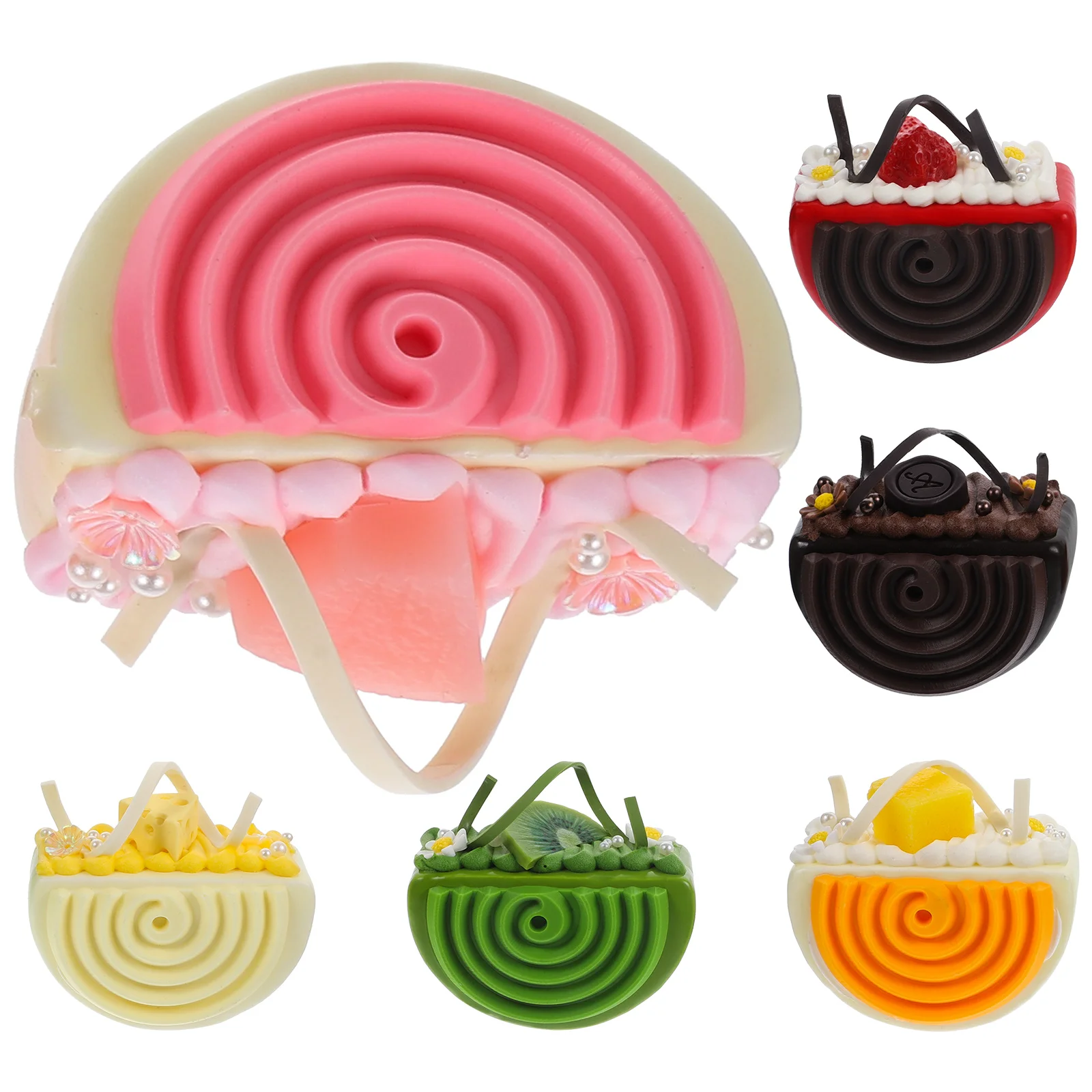 

6pcs Simulation Cake Decorations Artificial Cakes PVC Realistic Home Kitchen Party Shop Bakery Photo Props Teaching Molds