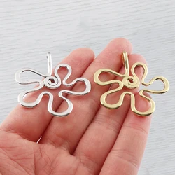10 x Gold Color Large Hollow Open Simple Flower Earrings Charms Pendants for DIY Bracelet Jewelry Making Findings Accessories