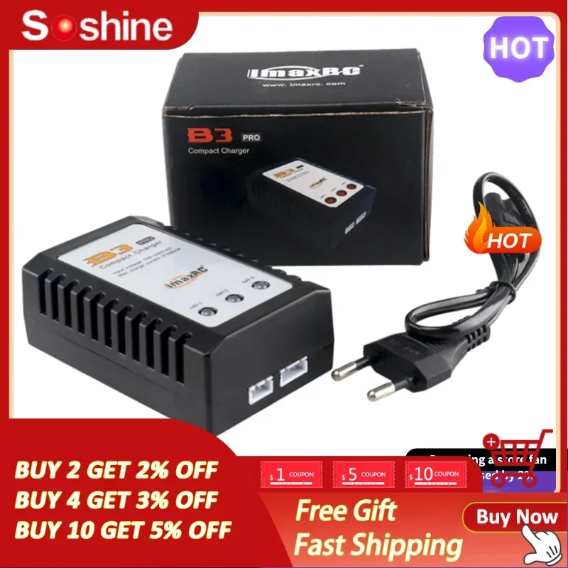 Carregador de Equilíbrio Compacto IMAX RC RC B3 Pro, 2S 3S Lipo, 10W, 20W, 7.4V, Bateria de Lítio 11.1V, iMaxRC iMax