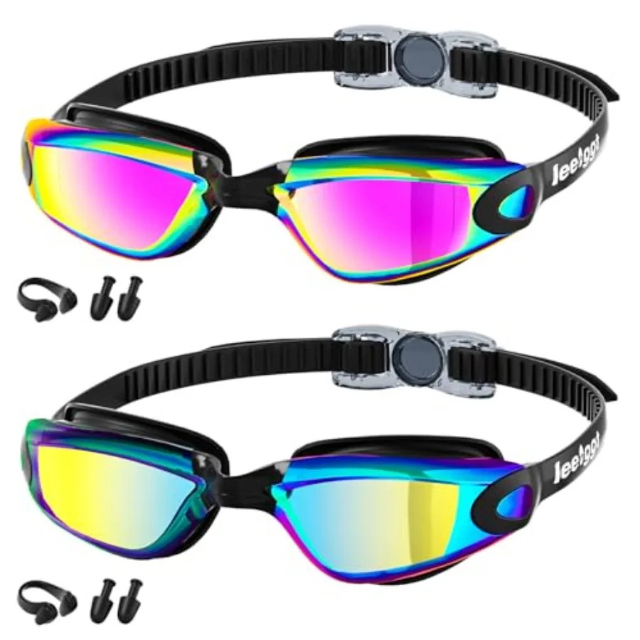 

2 Pack Swim Goggles for Adults Men Women, Anti Fog and UV Protection Swimming Goggles, Adjustable Pool Goggles