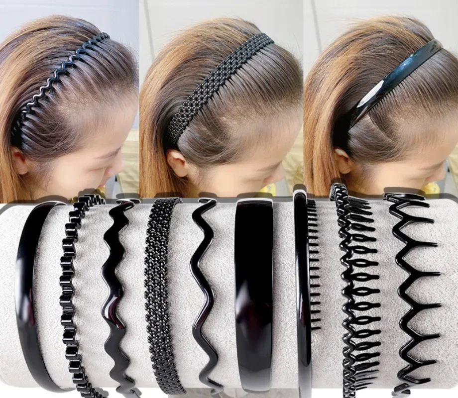 Women Men Simple Bezel Black Non-slip Hair Bands Headband Washing Hair Bang Holder Facial Mask Hair Hoop Accessories