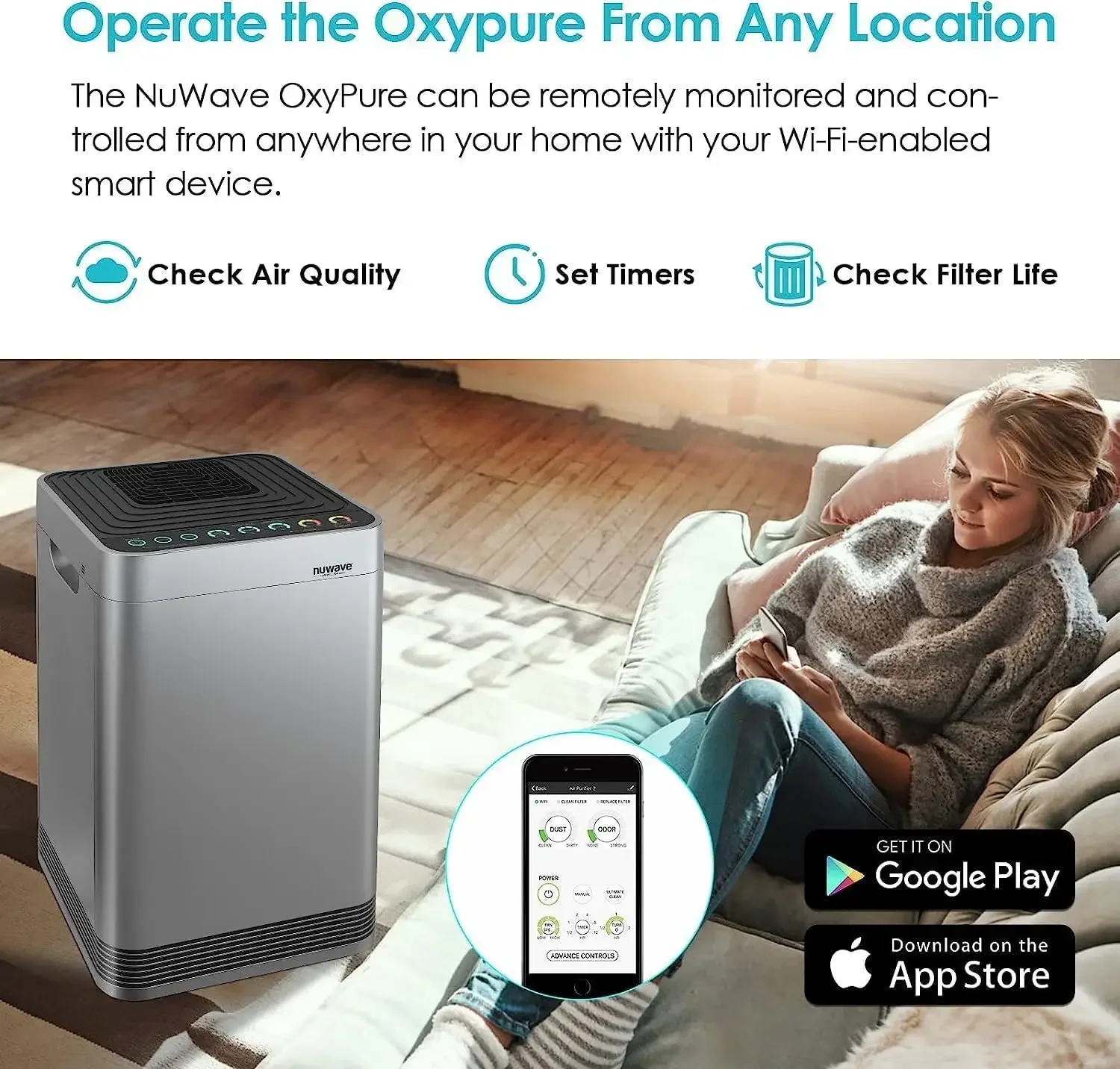 Nuwave Oxypure Air Purifier Pro for Extra Large Room, 4 HEPA/Carbon Filters with 5-Stage Enhanced Filtration System, Auto