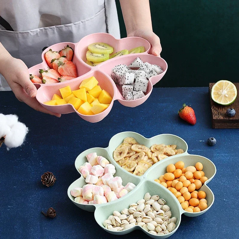 1PC Heart Shaped Fruit Platter Creative Storage Box Dried Snack Plates Divided Candy Dessert Plate Container for Home Use