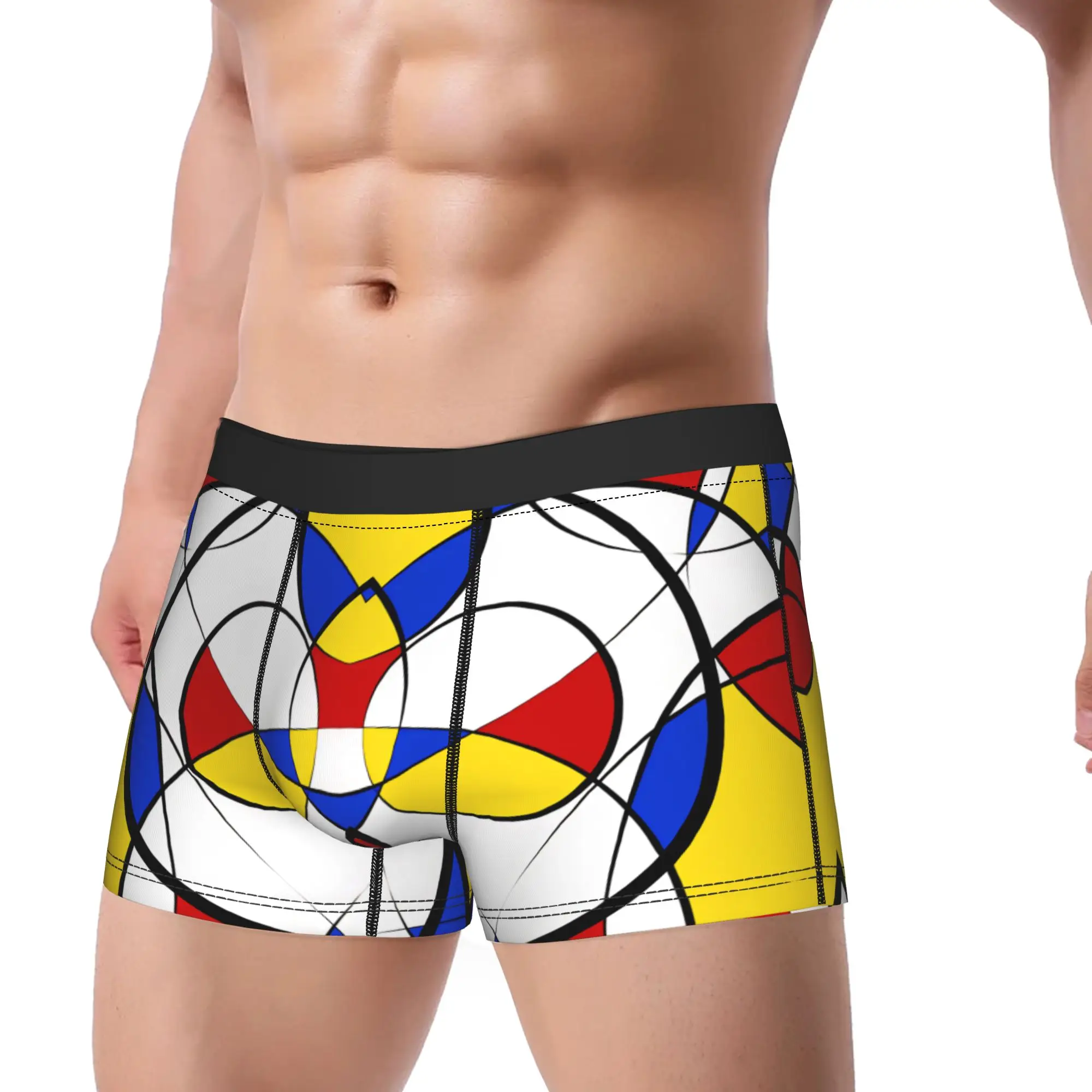 Piet Mondrian Abstract Pop Art 1960s Trunk  3D Pouch Underwear Quality Custom Shorts Briefs Comfortable Man Panties Plus Size