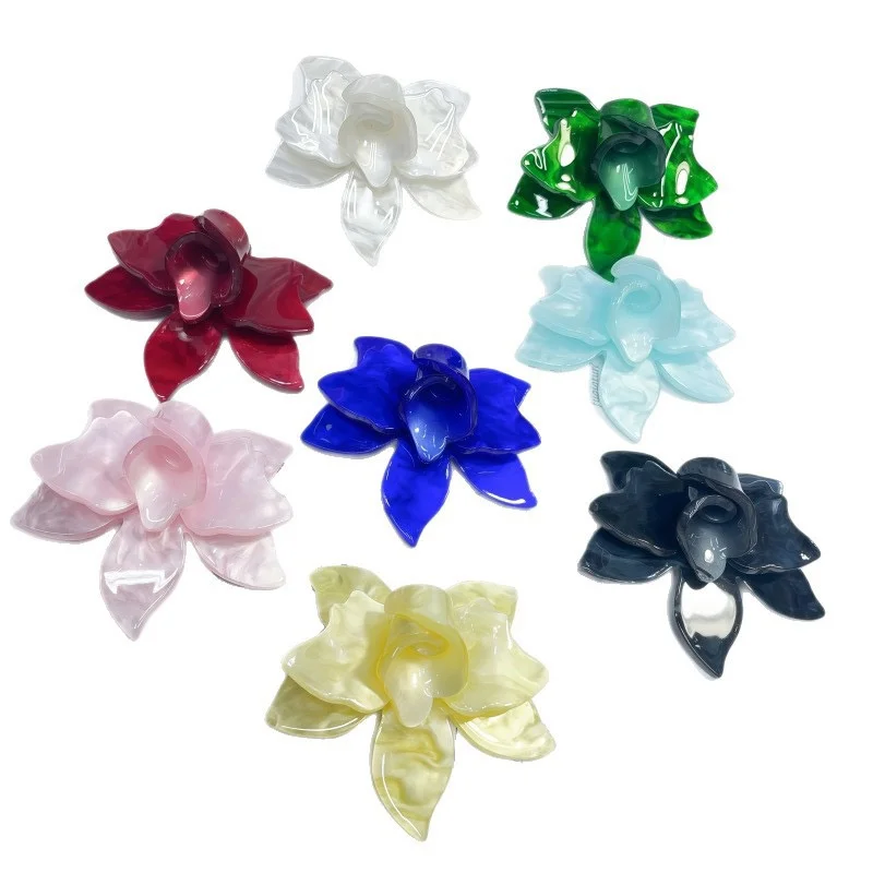 New arrived 20pcs/lot color pattern print cartoon flowers shape acrylic beads diy jewelry garment hair accessory
