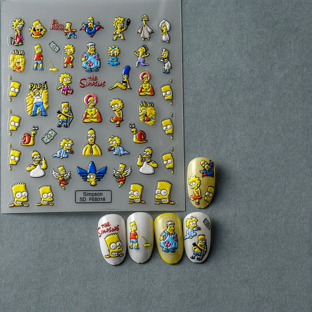 Disney Anime 5D Embossed Nail Stickers Press On Nails Cartoon Animal Nail Decals Stickers For Nails Nail Supplies Manicure