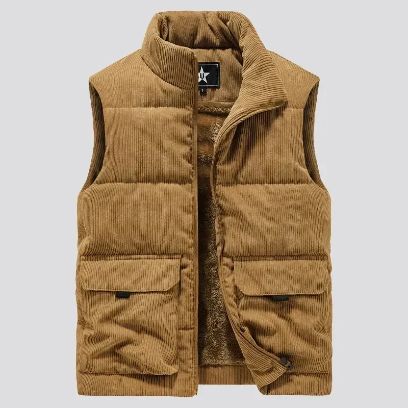 

New Winter Fashion Wool Vest Male Cotton-Padded Vests Coats Men's Sleeveless Vest Jackets Warm Waistcoats Clothing Plus Size 6XL
