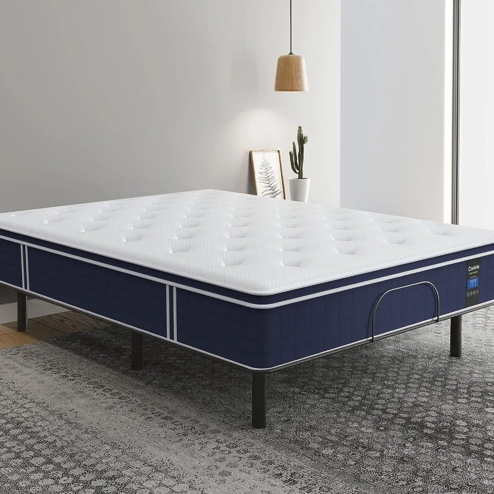 12 Inch King Size Mattress, Hybrid King Mattress in a Box, 3 Layer Premium Foam with Pocket Springs for Motion Isolation