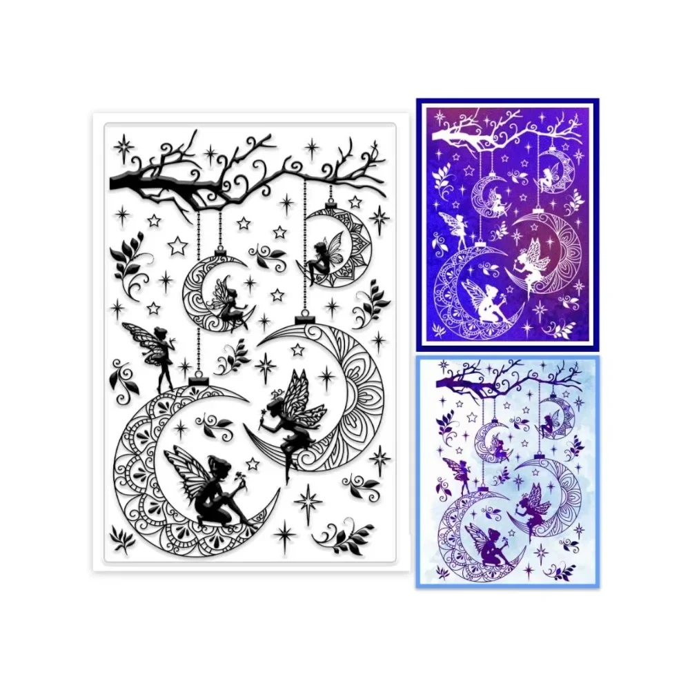 1Sheet Moon Elf Clear Stamp for Scrapbooking Mystery Moon Star Silicone Stamp Transparent Rubber Stamp for Journal Gift Tags