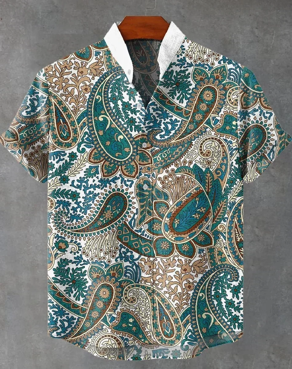 Nouveau lin 3D estampado naturaleza modelo chemise pour hommes été Hip Hop Streetwear chemise hawaïenne expédition rapide Camisa Veran