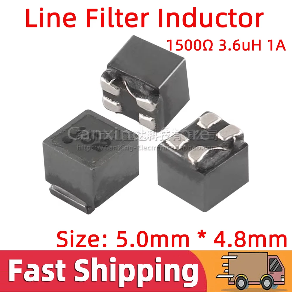 5pcs SMT Common Mode Choke Inductor Inductance 3.6uH 1A High Frequency Impedance 1500Ω 1500ohm Line Filter SRF0504-152Y