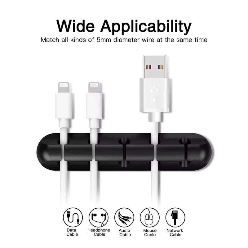 실리콘 USB 케이블 클립 와인더 정리기 원형 충전기 코드 클립 책상 정리 와이어 접착식 홀더 클램프 가정 사무실용 썸네일 4