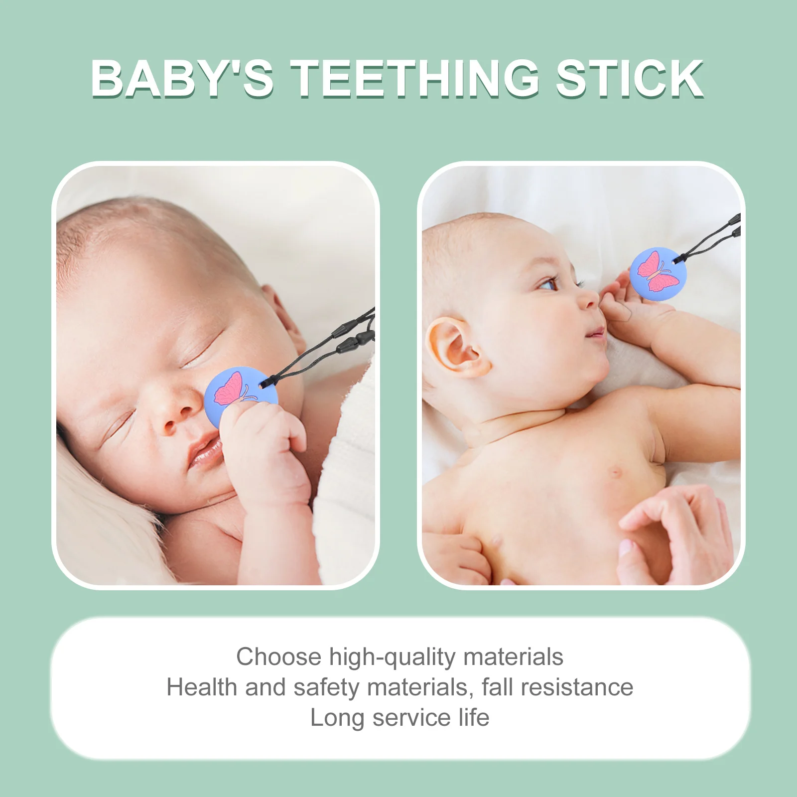 

Baby Teething Necklace Safety Silicone Chew Nursing Infant Teether Molar Soothing Necklace Molar Teething Toy Baby Teether