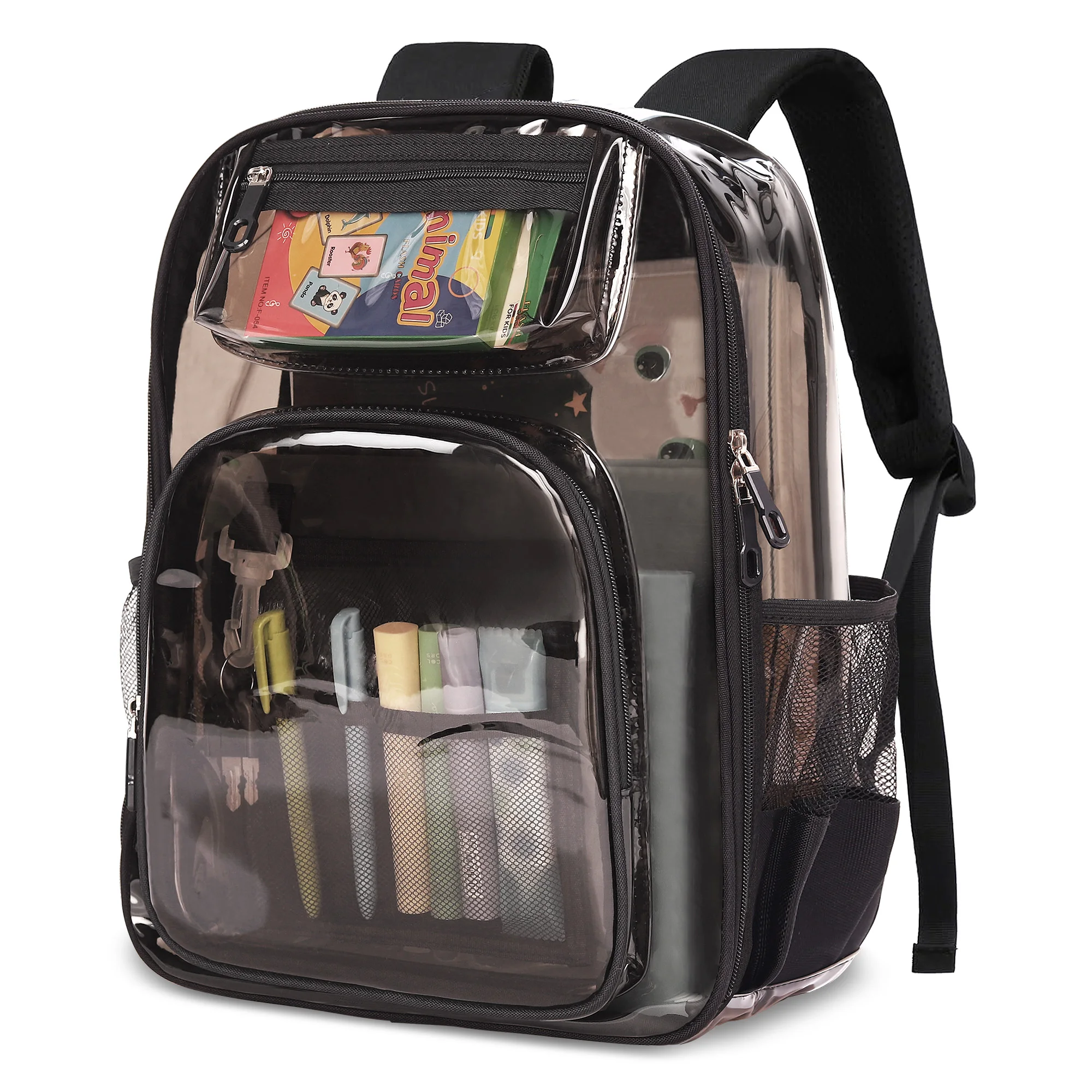 

Clear Backpack Heavy Duty See Through School Backpacks Stadium Approved Transparent Bookbag for School Work Travel Large Capacit