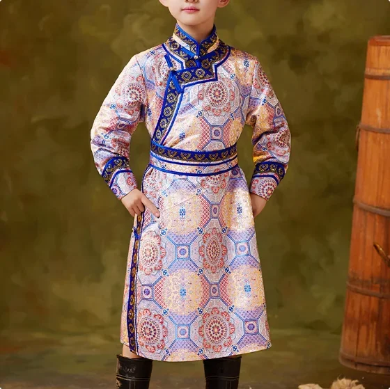 Costume da spettacolo di danza con vestaglia mongola cinese per ragazzi mongoli