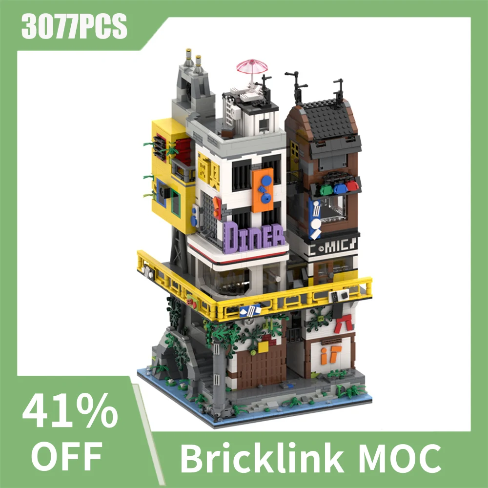 NEW 3077PCS City Hot Selling Street View Moc Modular House on the Water DIY creative ideas Children Toy birthday Gift Blocks