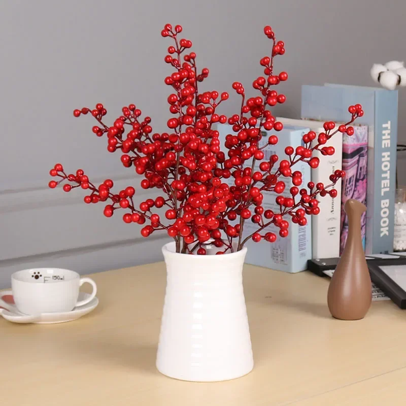 Foam Artificial Berry Branch Bouquet Flowers Garland Accessories Blue Berries Stems Fake Plants for Home Christmas Decoration