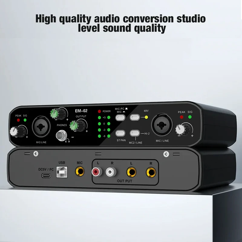 

48V Preamp 32-bit/384KHz Audio Resolution Audio Interface with Microphone For Electric Guitar Live Professional Studio Singing