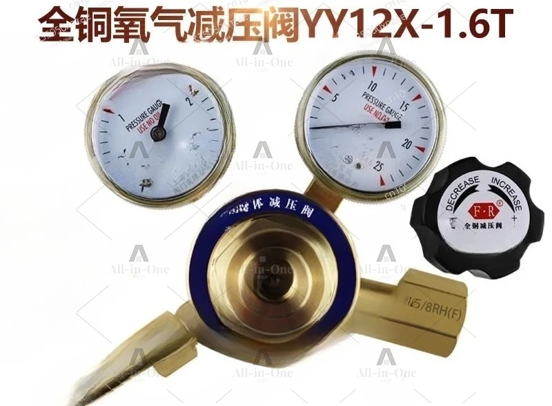 YQY-12 Oxygen pressure reducing valve Cylinder tank gas pressure reducing sleeve All copper pressure gauge quick plug