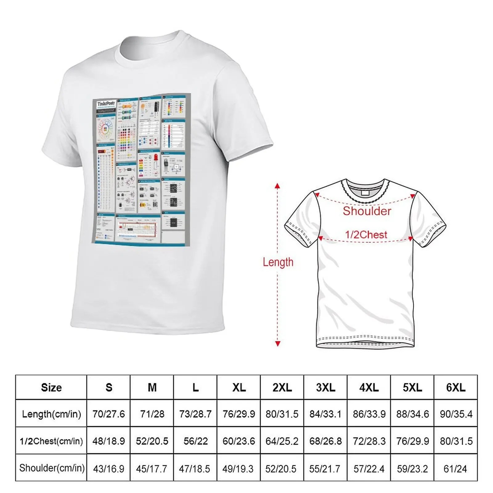 TinkrPostr Electronics Cheat Sheet Knowledge T-Shirt Soft Stretch Short Sleeve Top