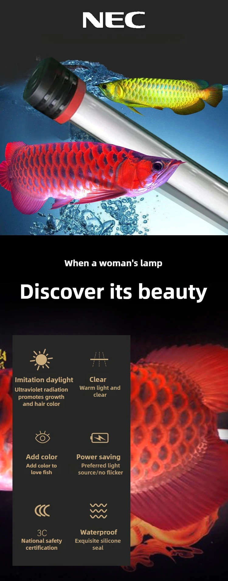 hitachi pink color tube light for aquarium