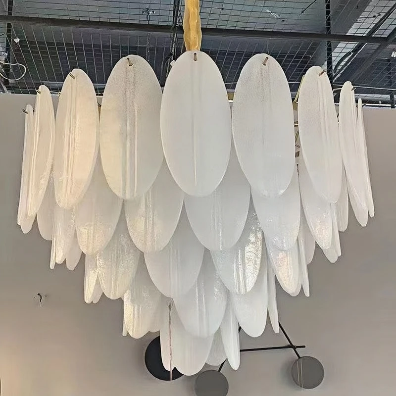 Lamp Luxury Feather Art Glass Chandelier Nordic Minimalism Living Room Dining Room Bedroom Chandelier French Style New Model LED