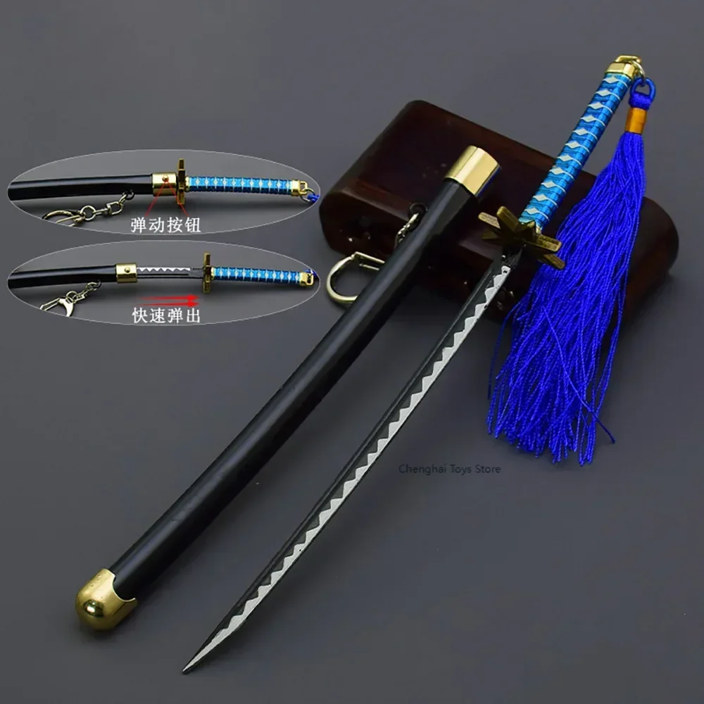 Sleutelhanger Anime Periferie 22.5Cm Zwaard Model Legering Metaal Katana Samurai Zwaard Cadeau Voor Kinderen Metalen Wapen Speelgoed