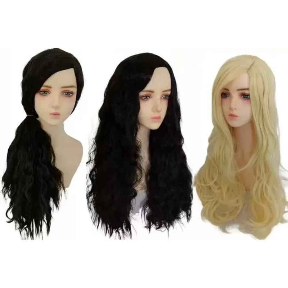 Movie Glinda Elphaba Glasses Magic Wicked Black Gold Curly Braided Wig  Witch Hat with Folded Lace Halloween Cosplay