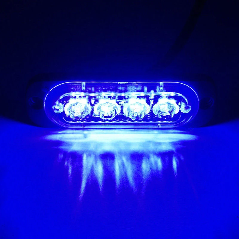 Beacon Hazard Strobe Light Car Flashing Light Lamp SUV ATV 12W Kit Accessory DC 12V-24V Blue Truck Pratical Useful