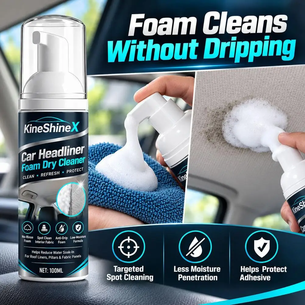 100ml With Towel Car Ceiling Foam Cleaner Powerful Multifunctional Cleaner For Cleaning Leather Stains For Car Roof Foam Cleaner